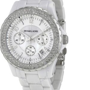 Michael Kors #5300 white watch with crystals